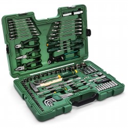 1/ 4" + 1/ 2" Galvučių ir įrankių rinkinys 104vnt.
