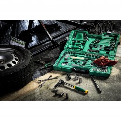 1/ 4" + 1/ 2" Galvučių ir įrankių rinkinys 104vnt.