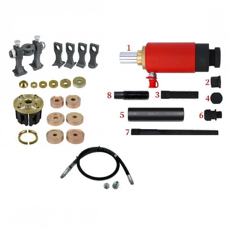 Guolių nuėmimo/ uždėjimo rinkinys su hidrauliniu cilindru ir jungtimis 46vnt.