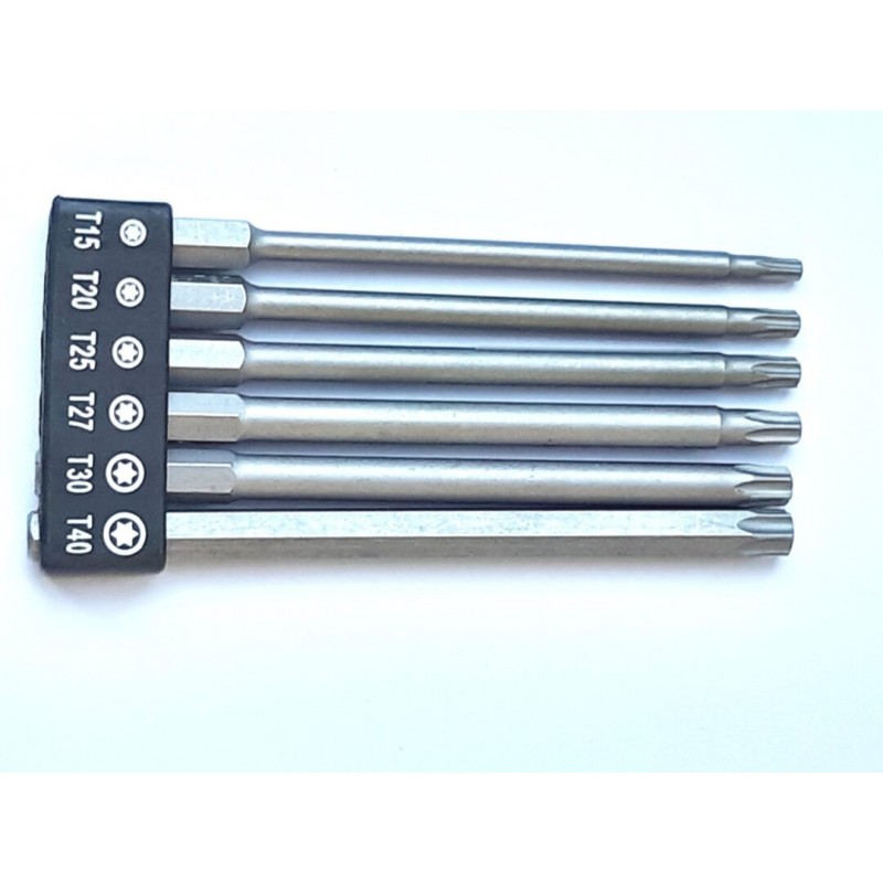 Ilgu magnetinių antgalių rinkinys, Torx, T15-T40, 6vnt.