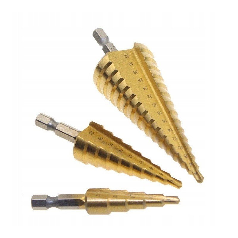 Pakopinių grąžtų rinkinys 3vnt., 4-32mm, HEX