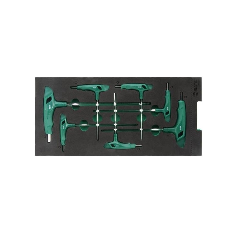 Padėklas. Šešiakampių T formos raktų rinkinys 7vnt.