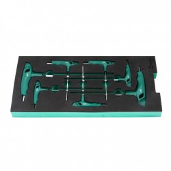 Padėklas. Šešiakampių T formos raktų rinkinys 7vnt. Padėklas. Šešiakampių T formos raktų rinkinys 7vnt.