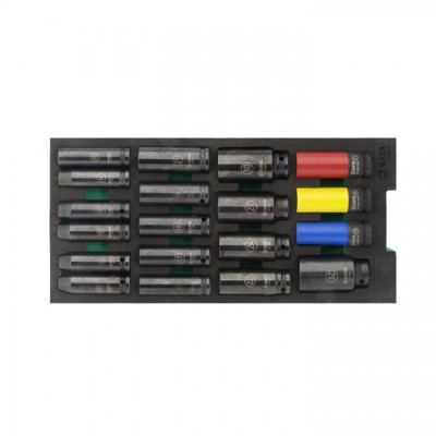 Padėklas. Smūginių prailgintų galvučių rinkinys 1/ 2" 19vnt.