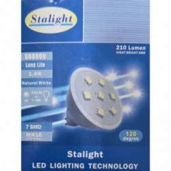 LED lemputė 1.4W, MR16, 7SMD LED, 4000-4500K, 210lm, 12V