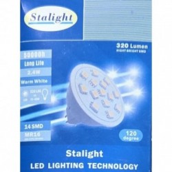 LED lemputė 2.4W, MR16, 14SMD LED, 2900-3000K, 320lm, 220V