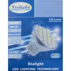 LED lemputė 1.5W, MR11, 12SMD LED, 4000-4500K, 110lm, 12V