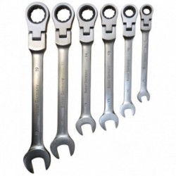 Vartomų raktų su terkšle komplektas 6d., 8-19mm, Cr-V