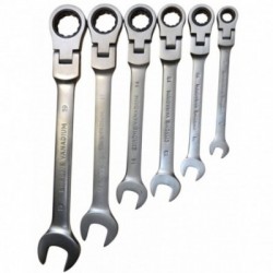 Vartomų raktų su terkšle komplektas 6d., 8-19mm, Cr-V