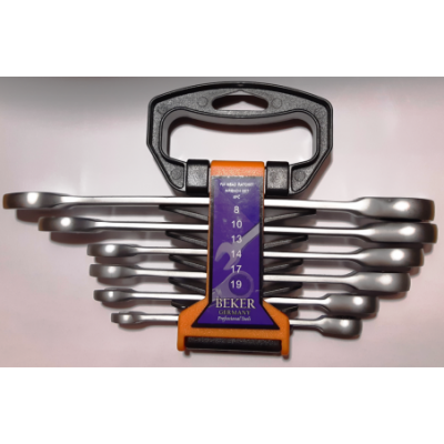 Raktų su terkšle komplektas 6vnt., 8-19mm, Cr-V