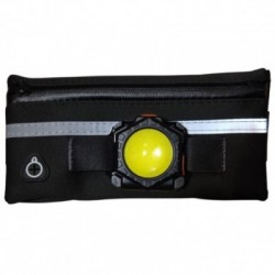 Prožektorius ant galvos, riešo ir pilvo, su raudona šviesa