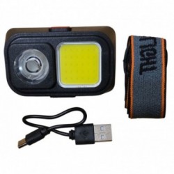 Mažas įkraunamas žibintuvėlis ant galvos 1W LED+ COB diodas kvadratinis