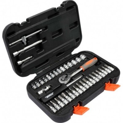 Galvučių rinkinys su terkšle 1/4(6.3 mm) 38vnt.
