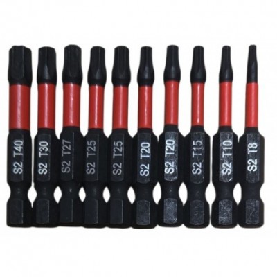 Smūginių magnetinių antgalių Torx rinkinys 10 vnt.