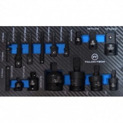 Specializuotų smūginių adapterių redukcijų rinkinys 17 dalių.