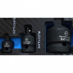 Specializuotų smūginių adapterių redukcijų rinkinys 17 dalių.