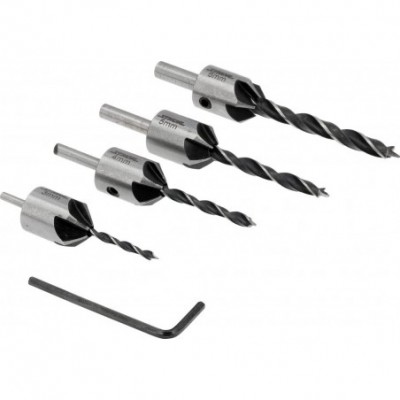 Medienos grąžtų rinkinys įgilinimui, 3-6 mm, 4 vnt.