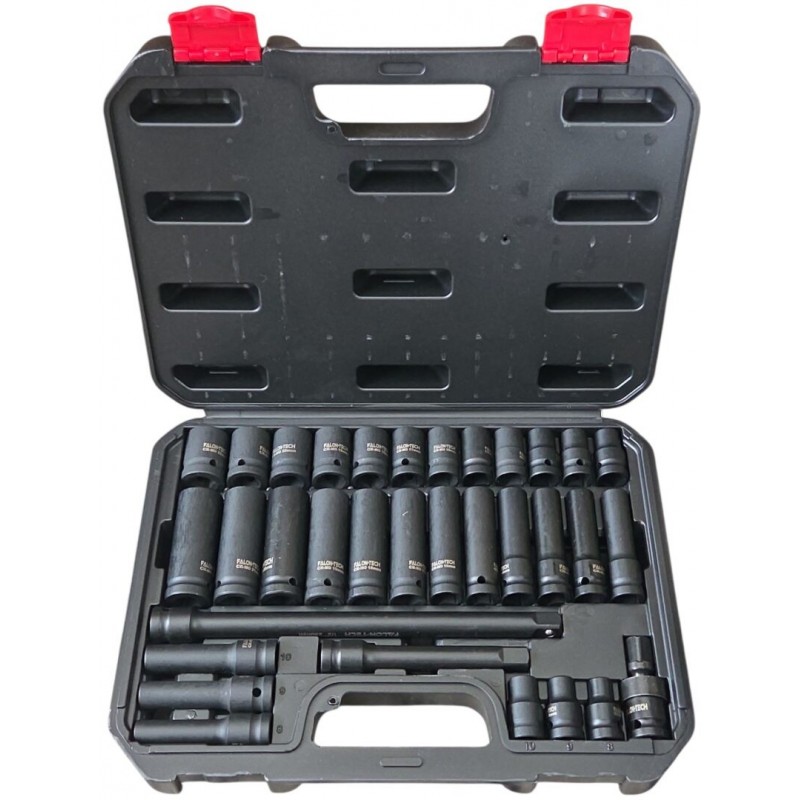 Smūginių galvučių rinkinys, ilgos/trumpos 1/2″, 8-24mm, ilgintuvai, 18 vnt.