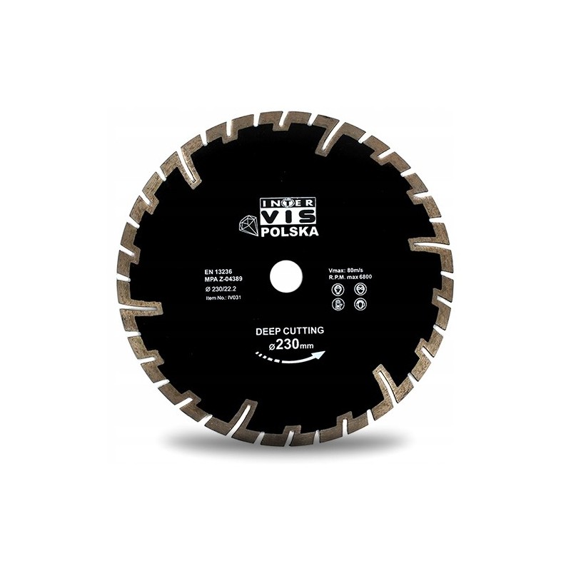 Deimantinis pjovimo diskas 230×22,23mm, gilūs pjovimas