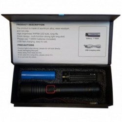 Profesionalus prožektorius įkraunamas su CREE XHP99, viena funkcija įjungti/išjungti.