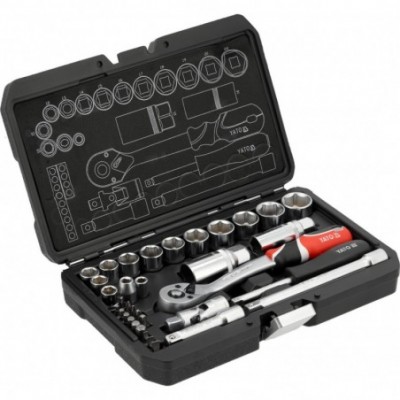 1/4" ir 3/8" dydžio įrankių rinkinys 34 vnt.