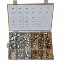 Srieginių kniedžių rinkinys M3-M10, plieninės+aliuminės, 300vnt.