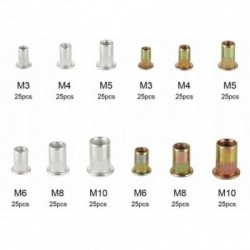 Srieginių kniedžių rinkinys M3-M10, plieninės+aliuminės, 300vnt.