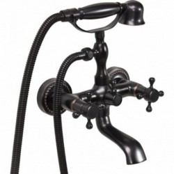 Vonios maišytuvas su dušo žarna ir galvutė RETRO BLACK 1