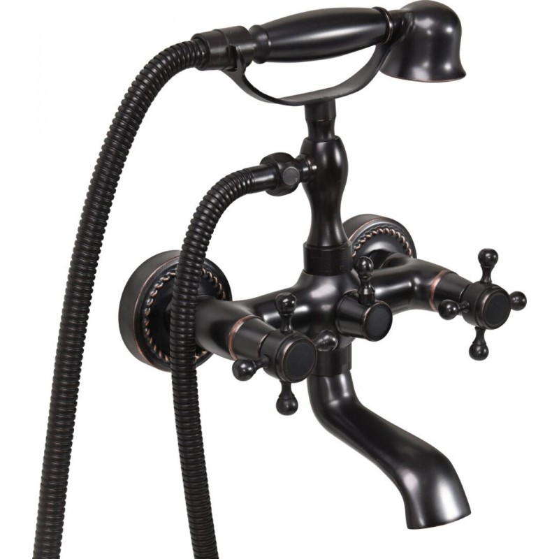 Vonios maišytuvas su dušo žarna ir galvutė RETRO BLACK 1