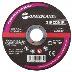 Nerūdijančio plieno / cirkonio pjovimo diskas 125x1.0x22.2 41 tip.