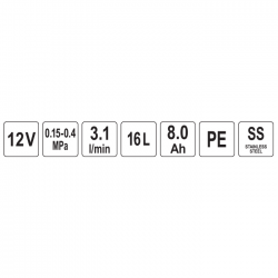 Slėginis purkštuvas su bakeliu 16l 12V 8000mAh Slėginis purkštuvas su bakeliu 16l 12V 8000mAh