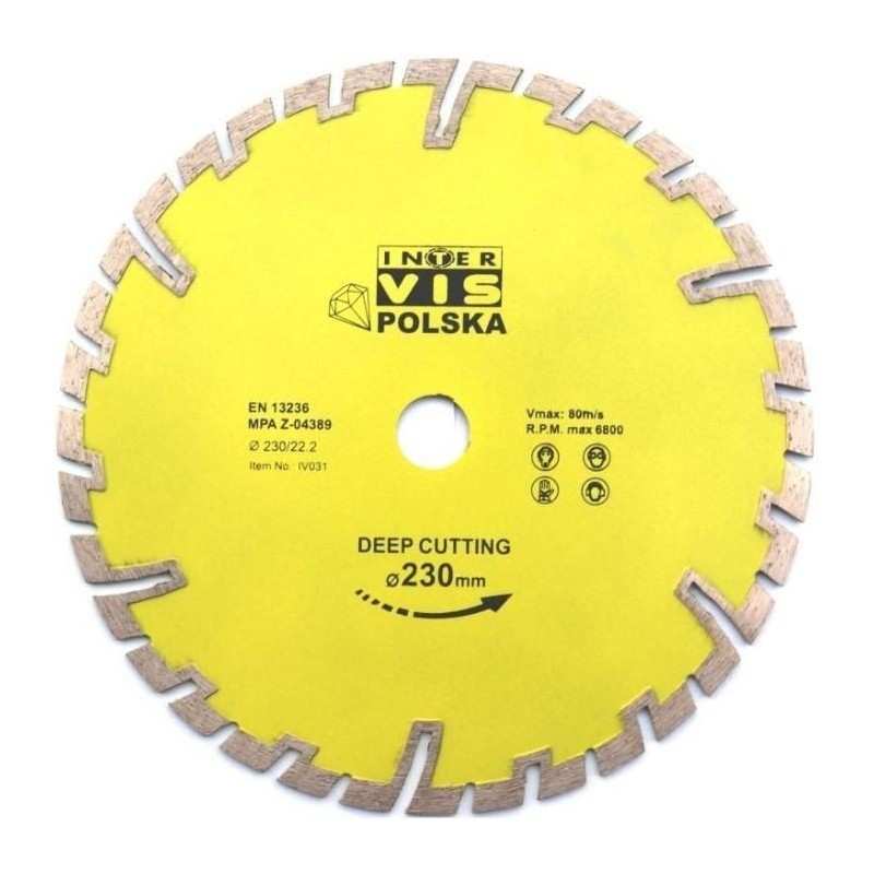 Deimantinis pjovimo diskas 230×22,23mm, Inter-Vis