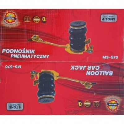 Pneumatinis domkratas 4T su 3 oro pagalvėmis + guminis padas