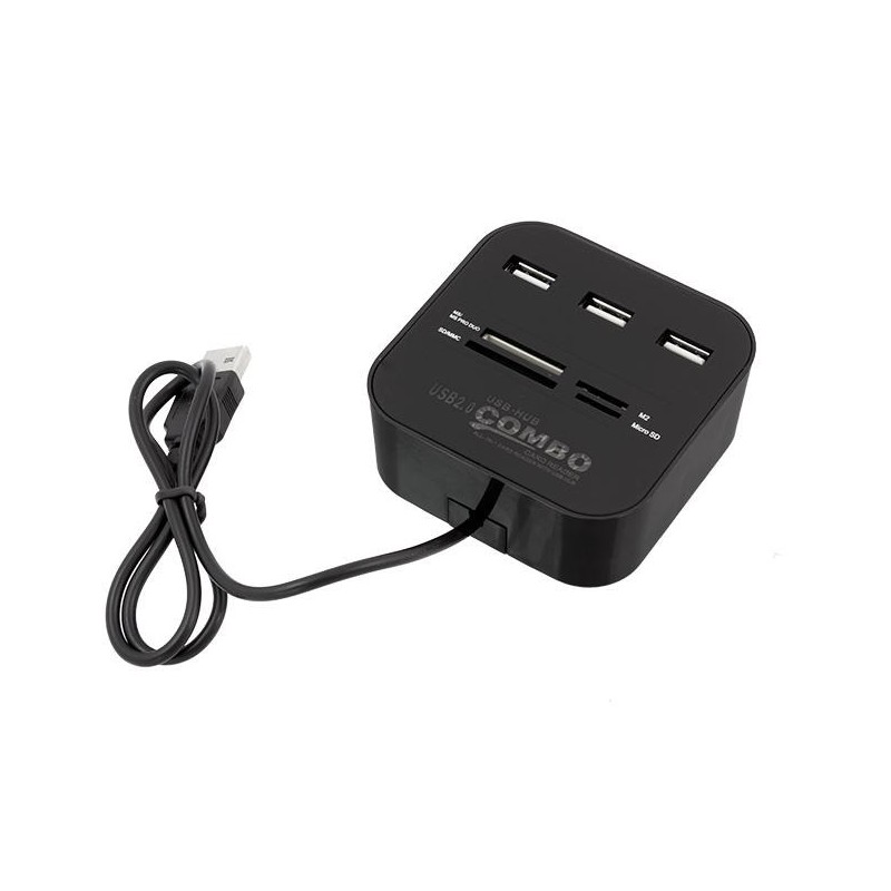 USB šakotuvas su kortelių skaitytuvu