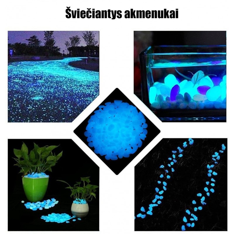 Naktį šviečiantys akmenukai (mėlyna)