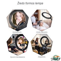 Žiedo Formos Lempa Fotografavimui, Makiažui 24W Žiedo Formos Lempa Fotografavimui, Makiažui 24W