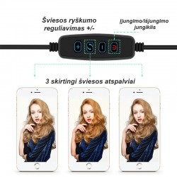 Žiedo Formos Lempa Fotografavimui, Makiažui 24W Žiedo Formos Lempa Fotografavimui, Makiažui 24W