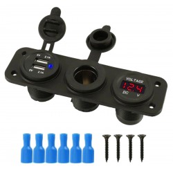 12V cigarečių degiklio lizdas su dviem 5V USB