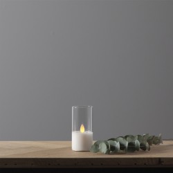 LED žvakė su tikro stiklo gaubtu, 12,5 cm LED žvakė su tikro stiklo gaubtu, 12,5 cm
