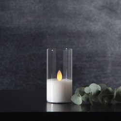 LED žvakė su tikro stiklo gaubtu, 12,5 cm LED žvakė su tikro stiklo gaubtu, 12,5 cm