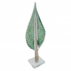 Stiklinė dekoracija „Lapas“, 13×9×41 cm ŽALIAS Stiklinė dekoracija „Lapas“, 13×9×41 cm ŽALIAS