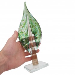 Stiklinė dekoracija „Lapas“, 12×7×32.5 cm Žalias
