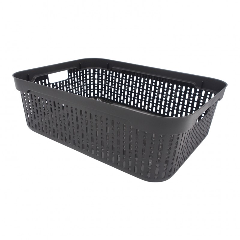 Plastikinė dėžutė su skylutėmis, 30 × 20 × 9 cm JUODA