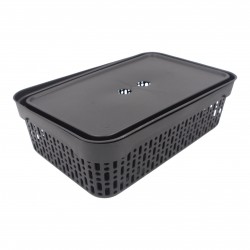 Plastikinė dėžė su dangčiu 40×30×13 cm JUODA