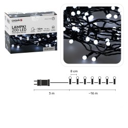 LED girlianda „Ball Lights“ 200 LED, šaltai balta, 16 m