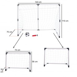 Vaikiški futbolo vartai 2in1 – dideli arba du mažesni (143 × 110 × 70 cm)