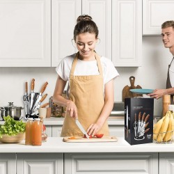 7 dalių virtuvinių peilių rinkinys su stovu ir galąstuvu PREMIUM 7 dalių virtuvinių peilių rinkinys su stovu ir galąstuvu PREMIUM