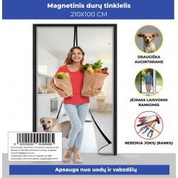 Aukštos kokybės magnetinis durų tinklelis 210 × 100 cm