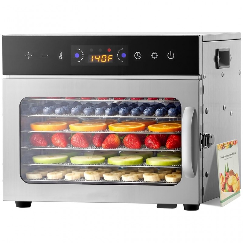 Vaisių ir maisto džiovyklė 400 W, 6 padėklų, nerūdijančio plieno