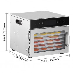 Vaisių ir maisto džiovyklė 400 W, 6 padėklų, nerūdijančio plieno Vaisių ir maisto džiovyklė 400 W, 6 padėklų, nerūdijančio plieno